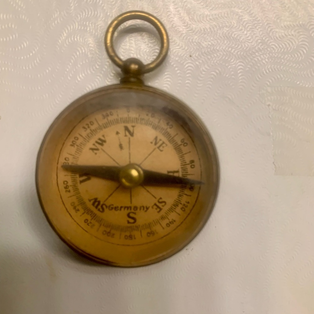 Small Antique German Brass Pocket Compass 1930’s